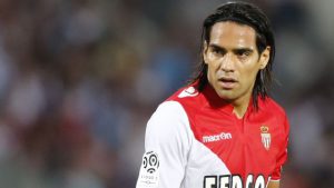 Colombian striker Radamel Falcao, newly-signed player for French Ligue 1 soccer club AS Monaco reacts during his French Ligue 1 soccer against Girondins Bordeaux at the Chaban Delmas Stadium in Bordeaux, Southwestern France, August 10, 2013. REUTERS/Regis Duvignau (FRANCE - Tags: SPORT SOCCER)