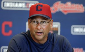 Cleveland Indians manager Terry Francona talks with reporters before spring training baseball practice in Goodyear, Ariz., Wednesday, Feb. 12, 2014. (AP Photo/Paul Sancya)